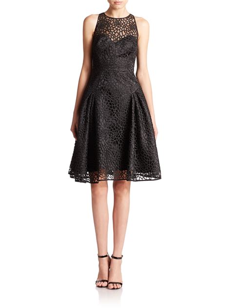 Lyst Milly Nicola Floral Lace Cocktail Dress In Black