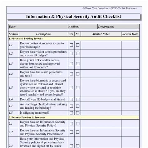 Physical Security Audit Checklist New 25 Of Security Guard Checklist Template Security Audit