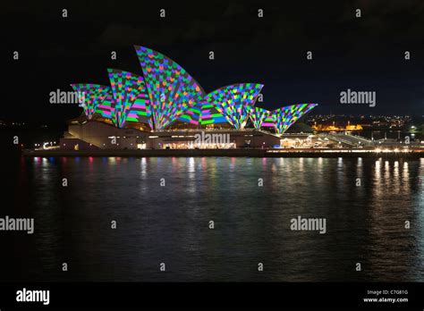 Sydney Opera House Sails Light Projection Installation Australia Stock