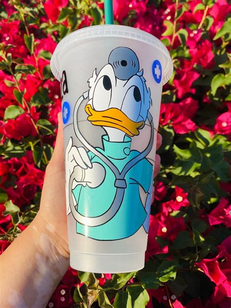 Donald Duck Nursedoctor Scrubs Reusable Starbucks Cold Cup Etsy