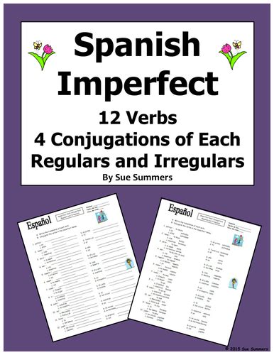 Spanish Imperfect 12 Verbs Each With 4 Conjugations Worksheet