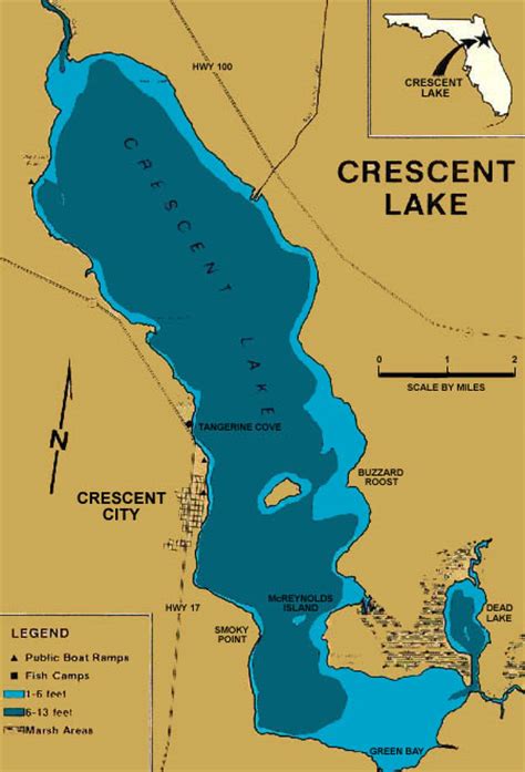 Crescent lake averages about 10 feet deep and is known for it's bass fishing. Lake Crescent Information Guide- Florida Lake