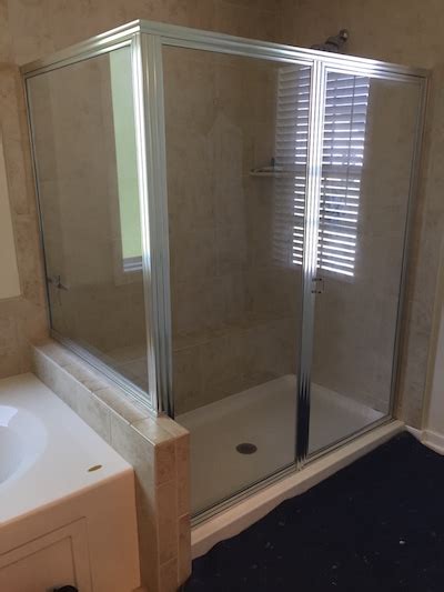Showerauthority corner shower curtain rod, track style, universal size, chrome finish. Corner Shower Door Replacement / Richmond VA | George ...