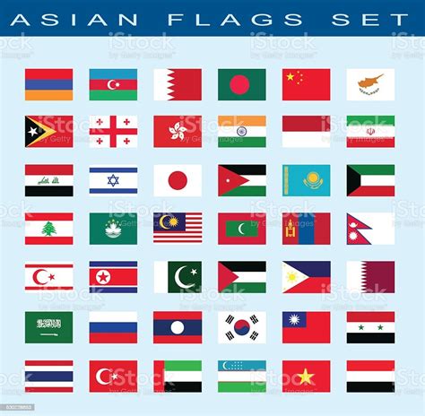 Set Of Asian Flags Vector Illustration Stock Illustration Download