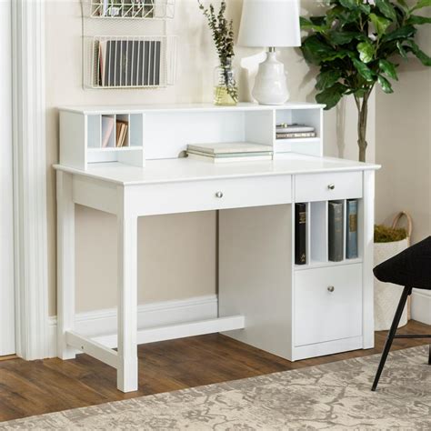 Walker Edison Furniture Company Clara White Desk With Hutch Dw48d30
