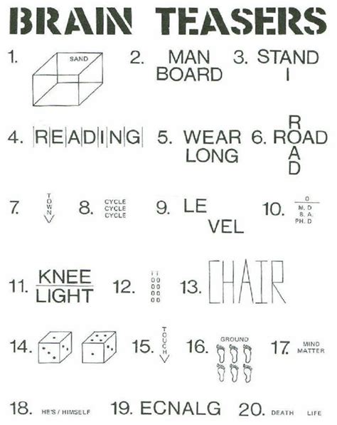 Brain Teasers With Answers Printable