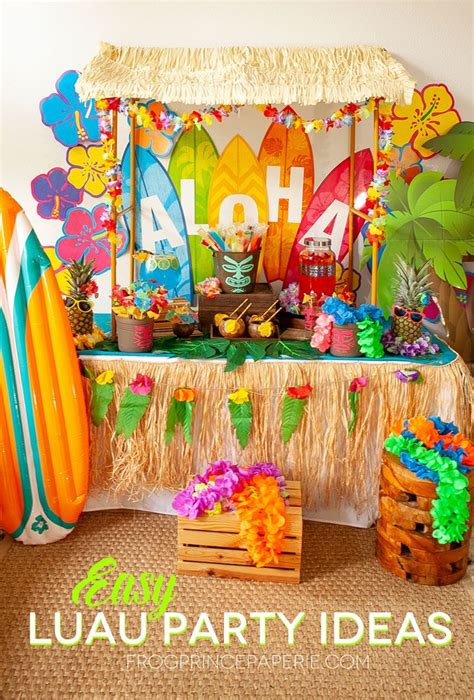 easy luau party ideas and tiki bar set up frog prince paperie hawaiian party decorations