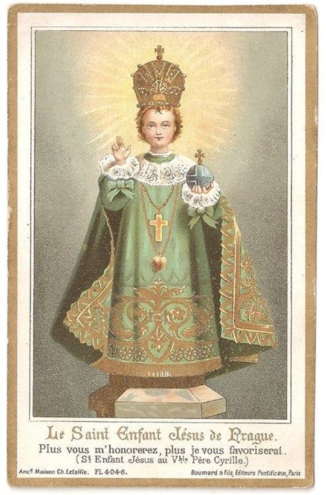 Holy Infant Of Prague Antique French Goldprint Holy Prayer Card