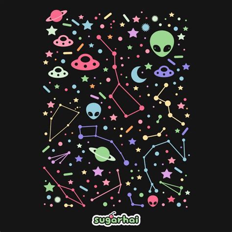 Space Grunge Galaxy Unisex T Shirt With Colorful Constellations Ufos
