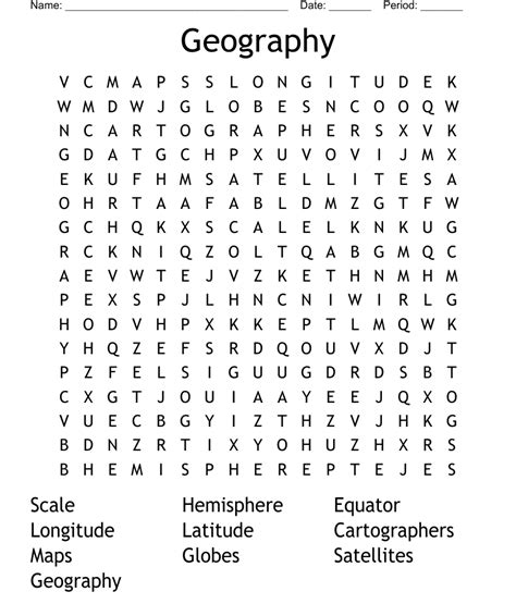 Geography Word Search Printable