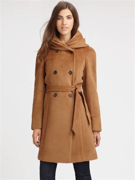 Nordstrom coat wool cashmere men's camel long overcoat 46r dress 48 l. Cole Haan Camel Double Breasted Alpaca Wool Coat