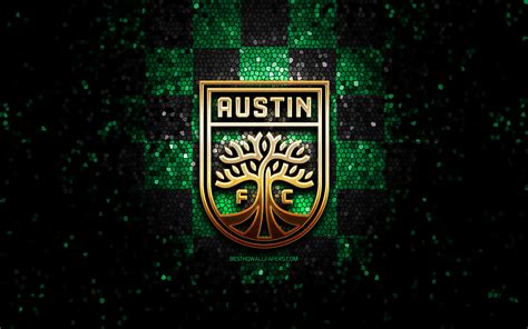 Download Wallpapers Austin Fc Glitter Logo Usl Green Black Checkered