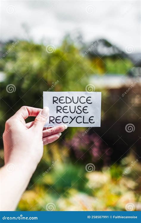 Sustainability And Circular Economy Reduce Reuse Recycle Sign In Front