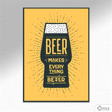 Placa Decorativa Beer Makes Better In Yellow A4 30x20cm Mdf 3mm 4x0