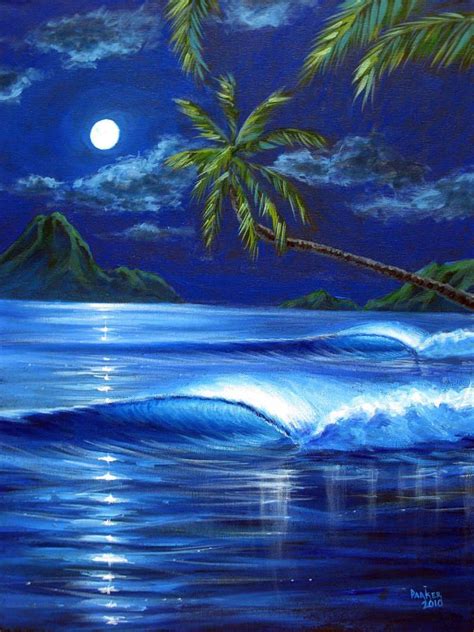 Moonlit Serenade By Patrick Parker ~ Ocean Seascape Tropical Art