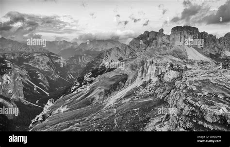 Dolomites Mountains Landscape Italy Black And White Stock Photo Alamy