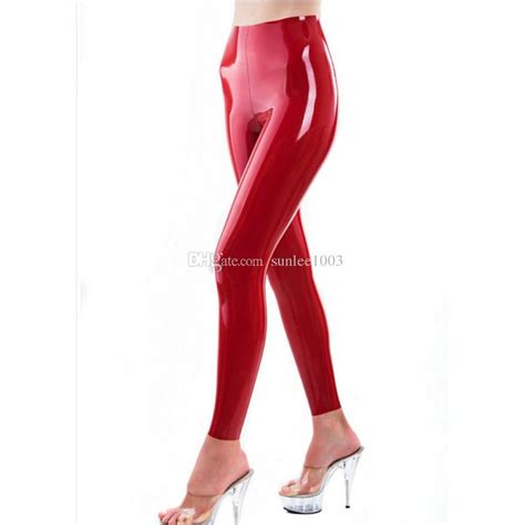2020 slim rubber red pants latex leggings for women sexy hot leggings without zipper from