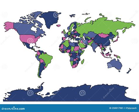 Mapa Del Mundo Fronterizo Simplificado Ilustración Del Vector
