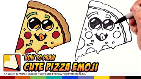 how to draw cute food pizza emoji draw cartoon pizza step by step for beginners bp youtube