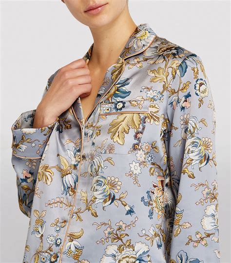 Olivia Von Halle Blue Silk Renaissance Lila Pyjama Set Harrods Uk