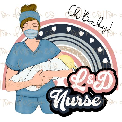 Labor And Delivery Nurse Oh Baby Brunette Watercolor Etsy