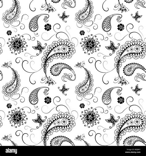 Paisley Seamless Pattern Black And White Stock Photos And Images Alamy