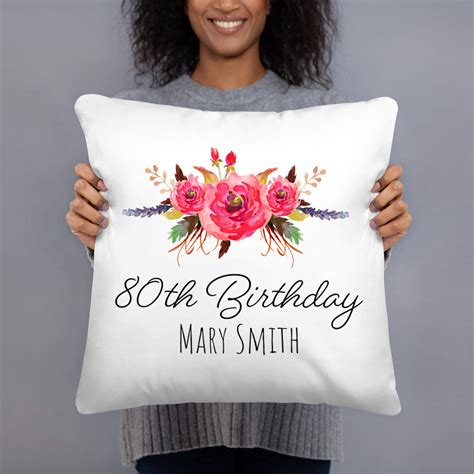 Happy 80th Birthday Ts For Women Custom Name Pillow Etsy