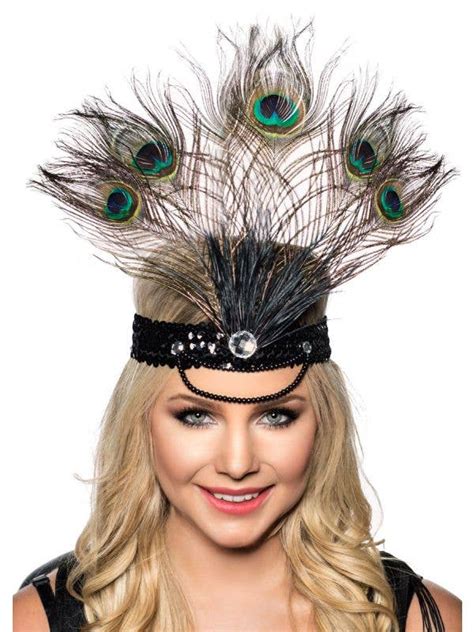 Peacock Feather Showgirl Headpiece Feathered Flapper Headband