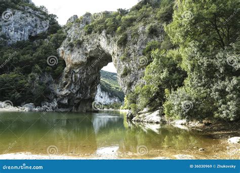 Vallon Pont D Arc A Natural Arch In The Ardeche France Stock Image