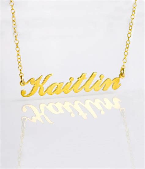 Personalized Name Necklace Kaitlin Nameplate Necklace Gold Etsy