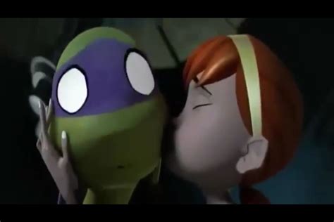 April Kisses Donatello Teenage Mutant Ninja Turtles Photo