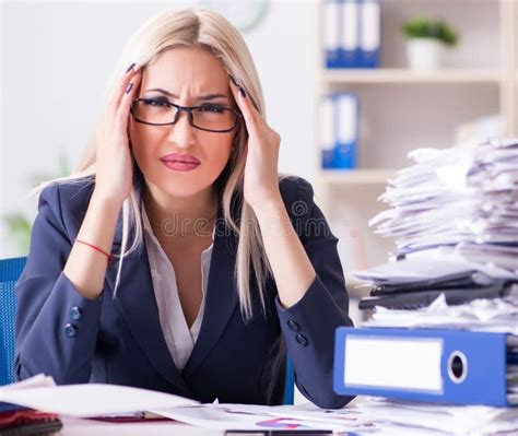 Busy Businesswoman Working In Office At Desk Stock Photo Image Of