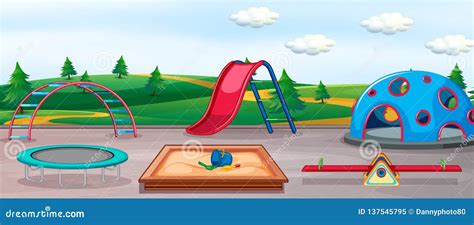 Empty Playground And Fun Equipment Stock Vector Illustration Of