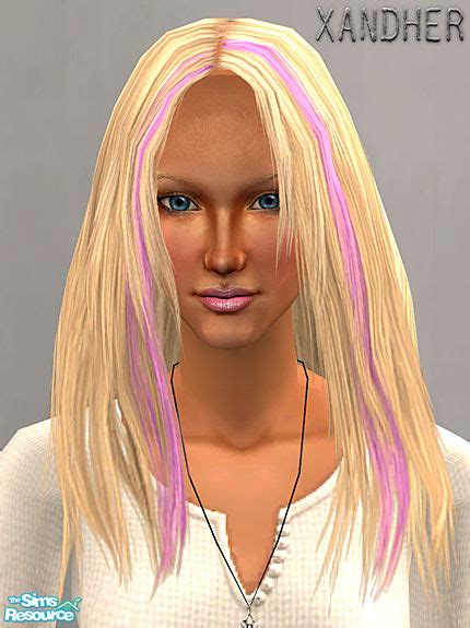 The Sims Resource Equinox Hair Platinum With Purple Streaks