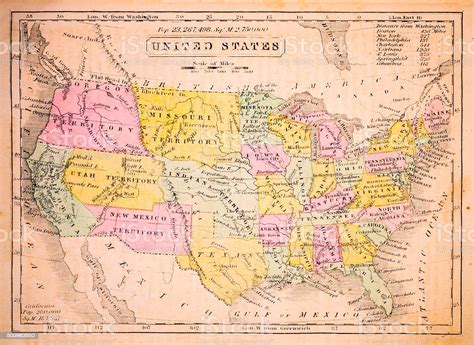 United States 1852 Map Stock Illustration Download Image Now Istock