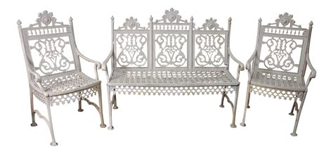 White Painted Cast Iron Garden Suite- Set of 3 on Chairish.com | Furniture, Modern outdoor ...