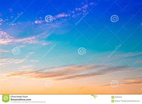 Bright Orange Mix Blue Colors Sunset Sky Stock Image