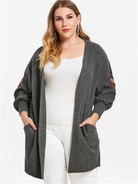 Women Cardigan Plus Size 2018 Autumn Open Front Solid Draped Lady Large