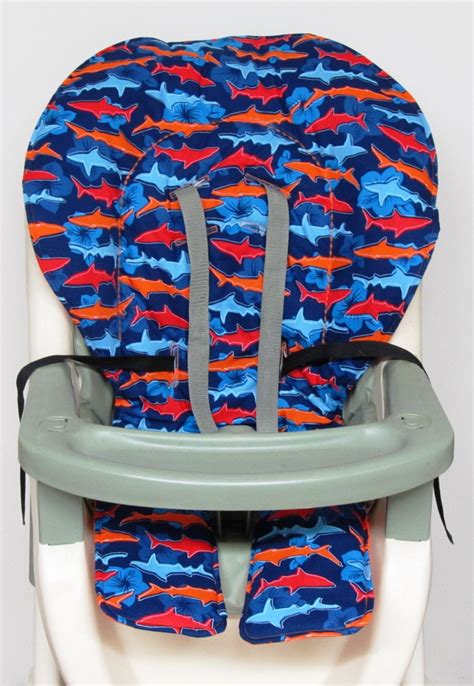 GRACO high chair cover, pad replacement , sharks on navy | Highchair