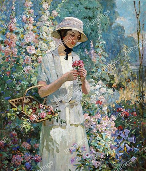 Woman With Flower Basket Painting By Abbott Fuller Graves Reproduction