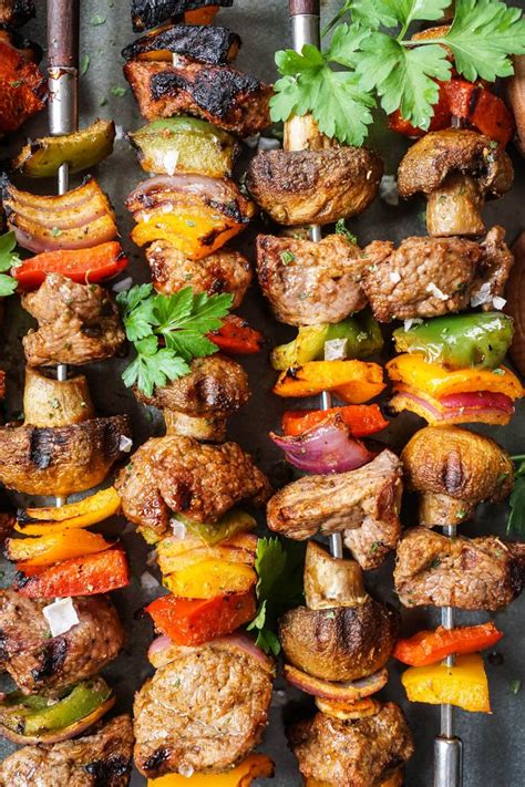 Place the lamb in a glass or ceramic baking dish and cover with the marinade. Marinated & Grilled Lamb (or steak) Shish Kabobs | Recipe ...