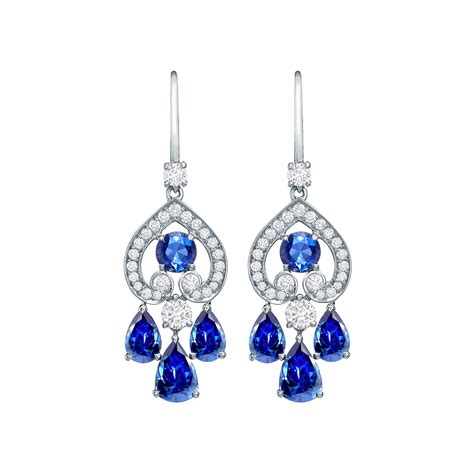 Stunning Blue Sapphire Diamond Gold Drop Earrings At 1stdibs