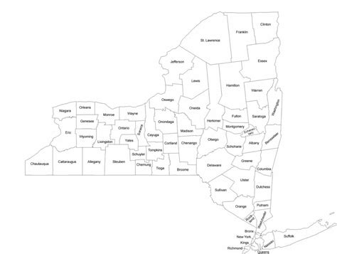 New York County Map With County Names Free Download