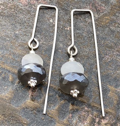 Faceted Moonstone Labradorite Earrings Gemstone Earrings Beaded