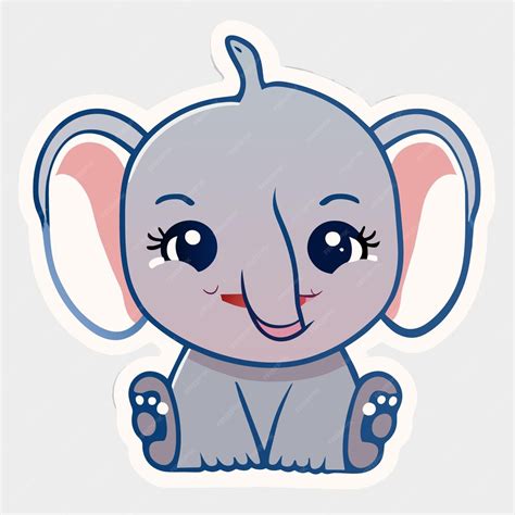Premium Vector Cute Baby Elephant Hand Drawn Cartoon Sticker Icon