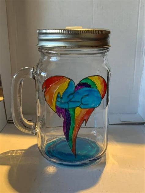 Painted Mason Jars Water Based Paint Metal Straws Rainbow Dash