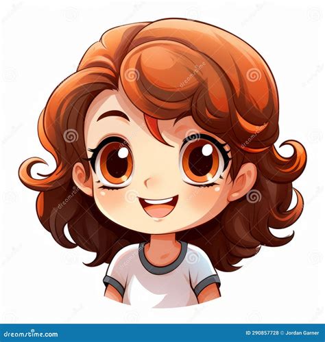 A Cartoon Girl With Brown Hair And Big Eyes Stock Illustration