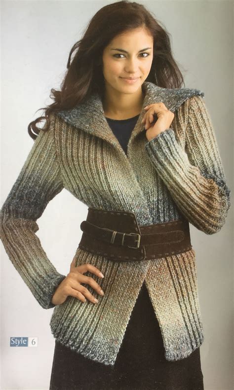 Wrap Ribby Jacket Womans Knitted Cardi Patons Book 1263 Shadow Tweed