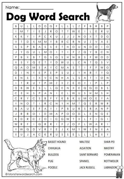Awesome Dog Word Search Dog Words Kids Word Search Word Find