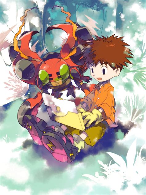 Izumi Koushirou Tentomon Digimon Highres Antennae Brown Eyes Brown Hair Bug Exoskeleton